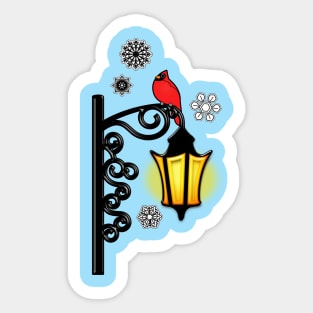 Winter Wonderland Cardinal on Lamp Post Sticker